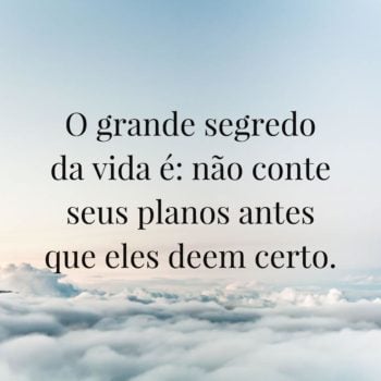 O grande segredo da vida é: