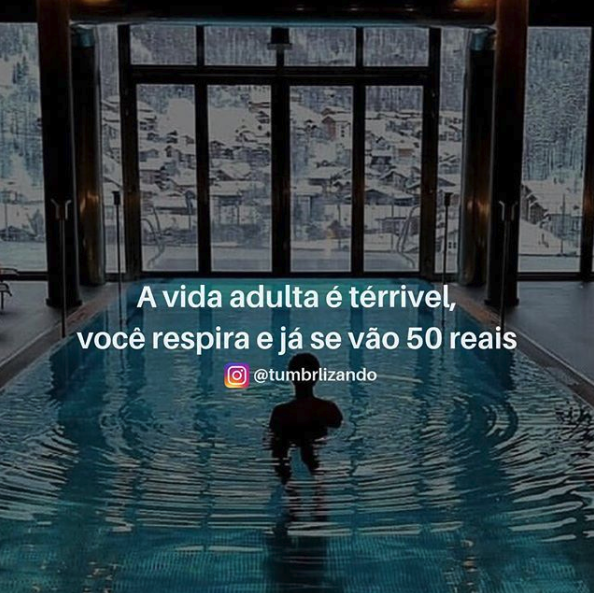 A vida adulta é terrível, você respira e já se vão 50 reais. 