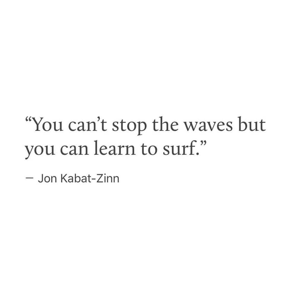 You can't stop the waves but you can learn to surf. (Você não pode parar as ondas, mas pode aprender a surfar) 