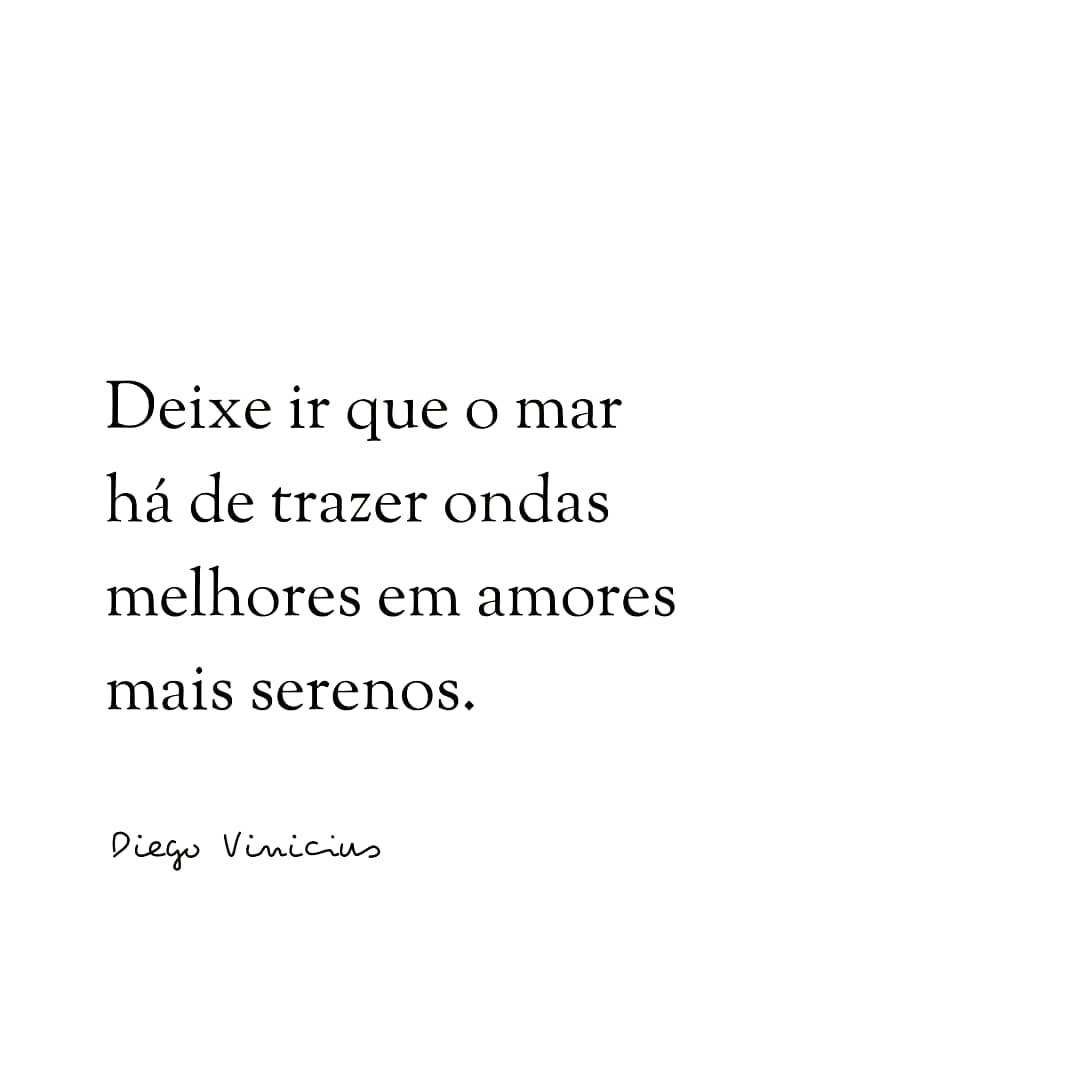 Deixe ir que o mar há de trazer ondas melhores em amores mais serenos.