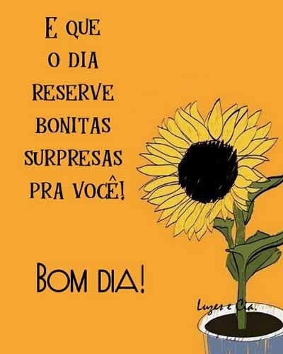 E que o dia reserve bonitas surpresas para você! Bom dia!