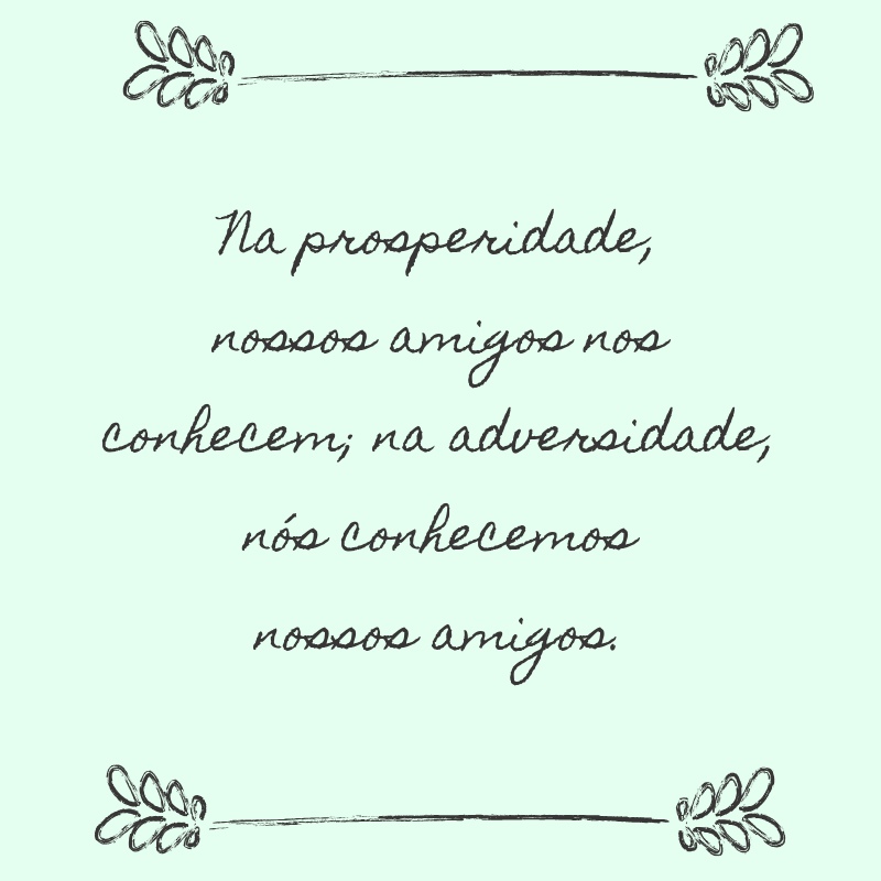 Na prosperidade, nossos amigos nos conhecem; na adversidade, nós conhecemos nossos amigos.