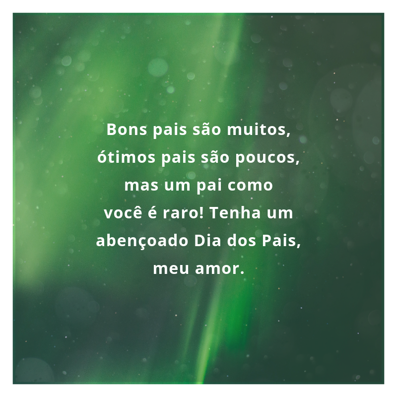 Bons pais são muitos, ótimos pais são poucos, mas um pai como você é raro! Tenha um abençoado Dia dos Pais, meu amor.