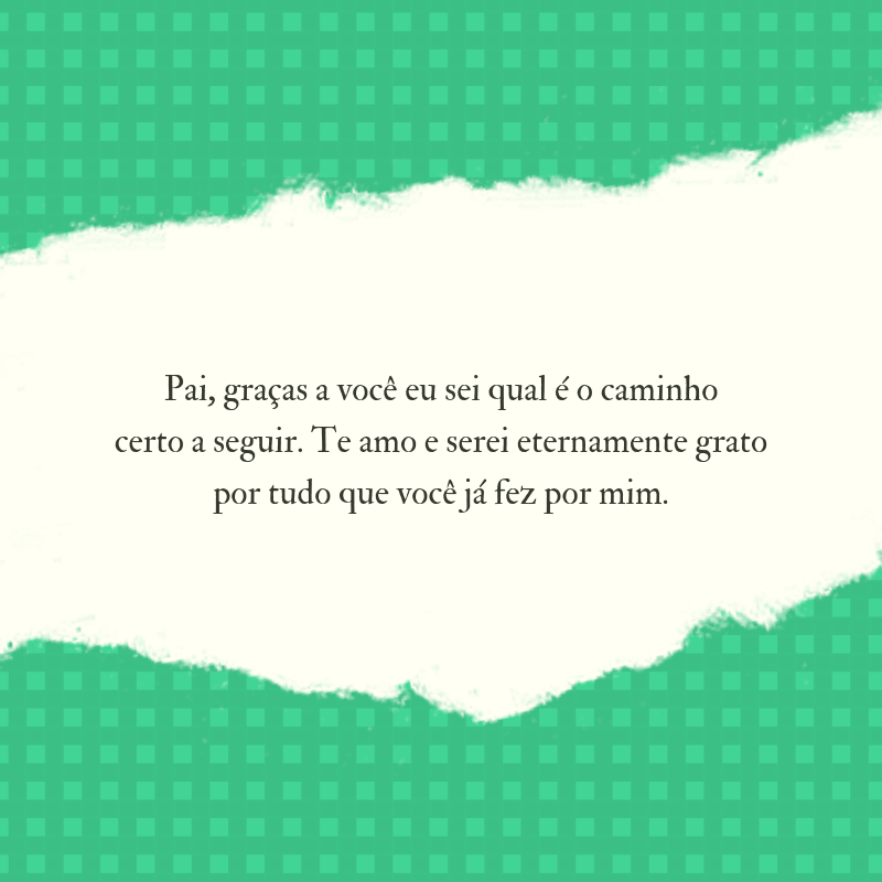 Pai, graças a você eu sei qual é o caminho certo a seguir. Te amo e serei eternamente grato por tudo que você já fez por mim.