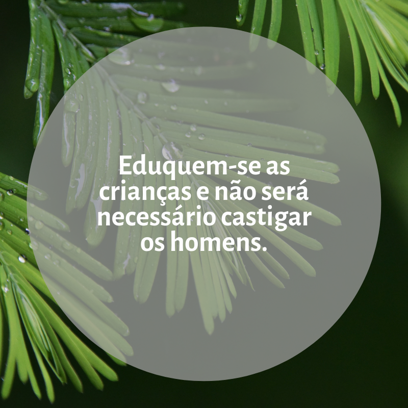 Eduquem-se as crianças e não será necessário castigar os homens.