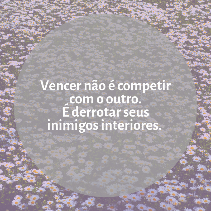 Vencer não é competir com o outro. É derrotar seus inimigos interiores. 