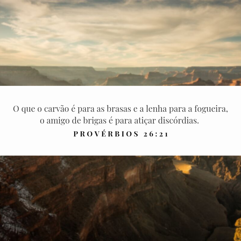 O que o carvão é para as brasas e a lenha para a fogueira, o amigo de brigas é para atiçar discórdias. 