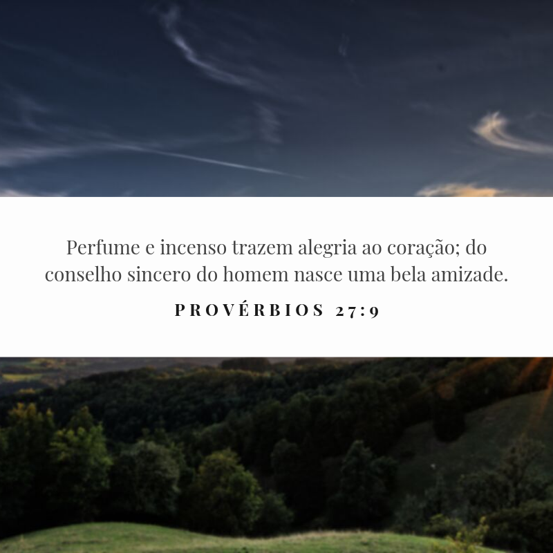 Perfume e incenso trazem alegria ao coração; do conselho sincero do homem nasce uma bela amizade.