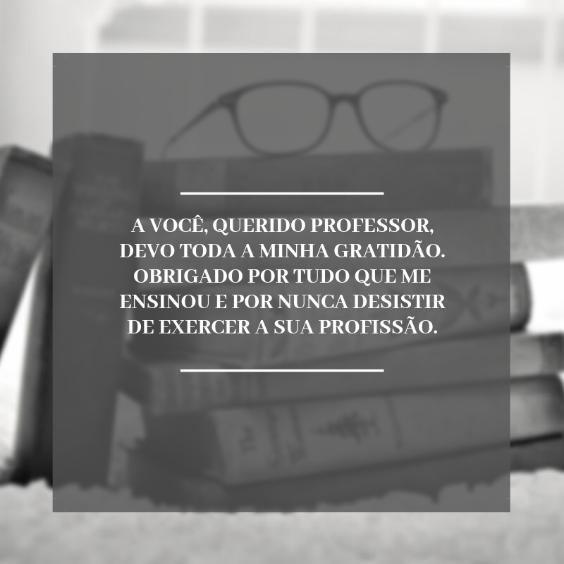 A você, querido professor, devo toda a minha gratidão. Obrigado por tudo que me ensinou e por nunca desistir de exercer a sua profissão.