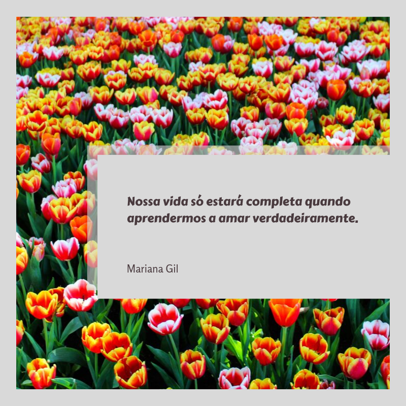 Nossa vida só estará completa quando aprendermos a amar verdadeiramente. 