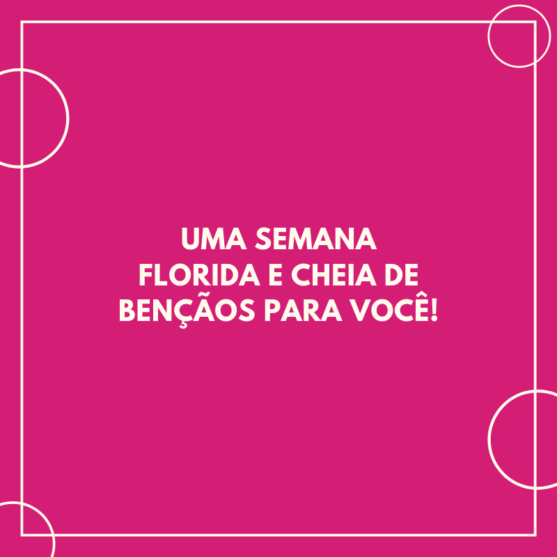 Uma semana florida e cheia de bençãos para você!