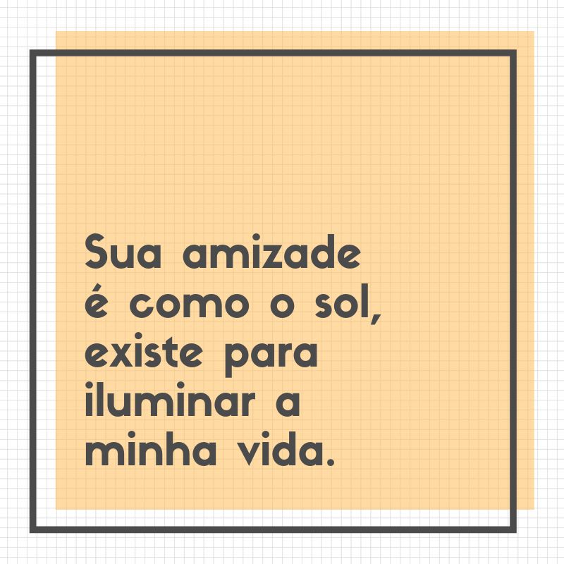 Sua amizade é como o sol, existe para iluminar a minha vida.