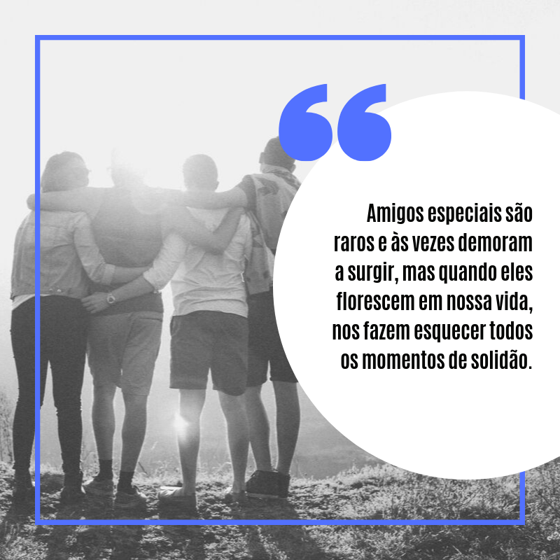 Amigos especiais são raros e às vezes demoram a surgir, mas quando eles florescem em nossa vida, nos fazem esquecer todos os momentos de solidão.