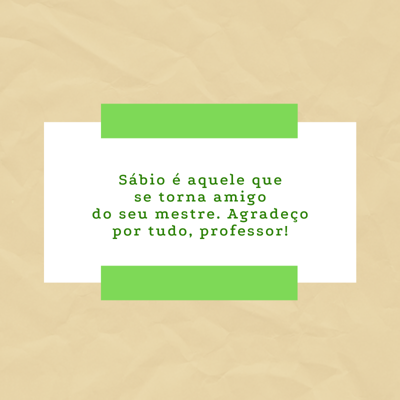 Sábio é aquele que se torna amigo do seu mestre. Agradeço por tudo, professor!