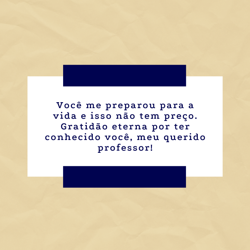 Você me preparou para a vida e isso não tem preço. Gratidão eterna por ter conhecido você, meu querido professor!