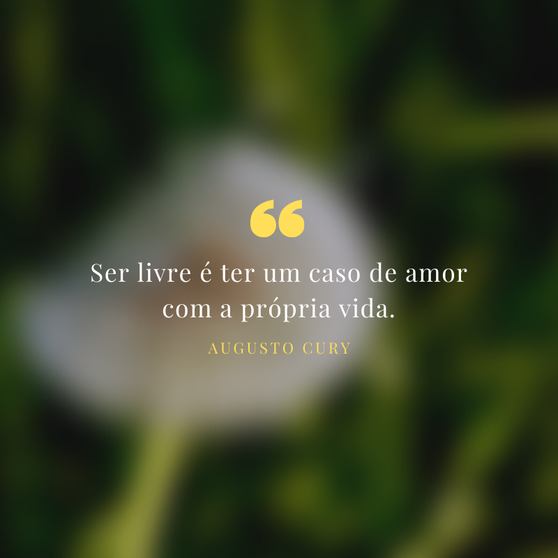 Ser livre é ter um caso de amor com a própria vida.