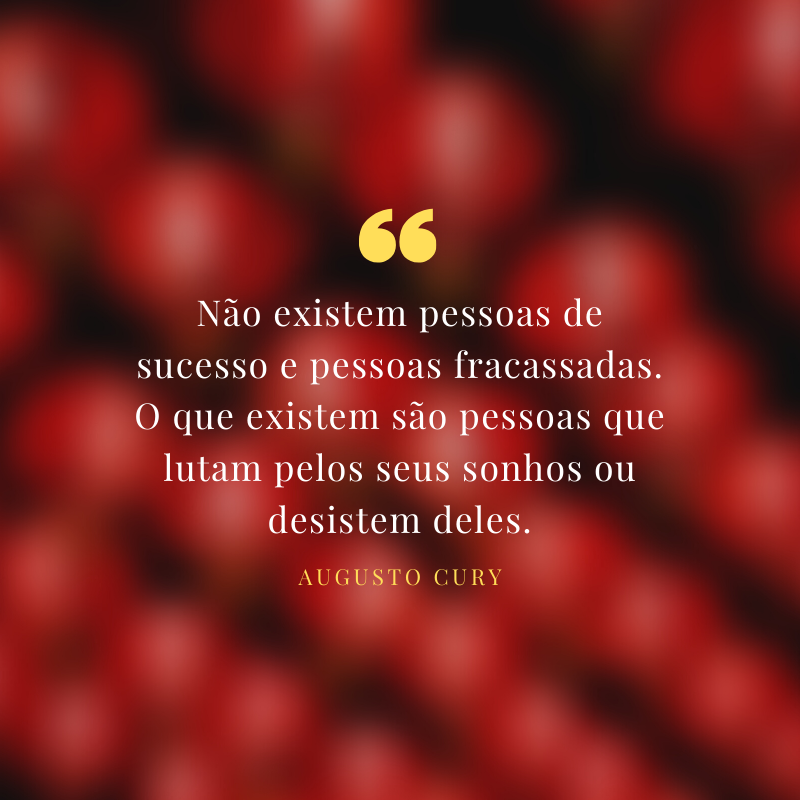 Não existem pessoas de sucesso e pessoas fracassadas. O que existem são pessoas que lutam pelos seus sonhos ou desistem deles.