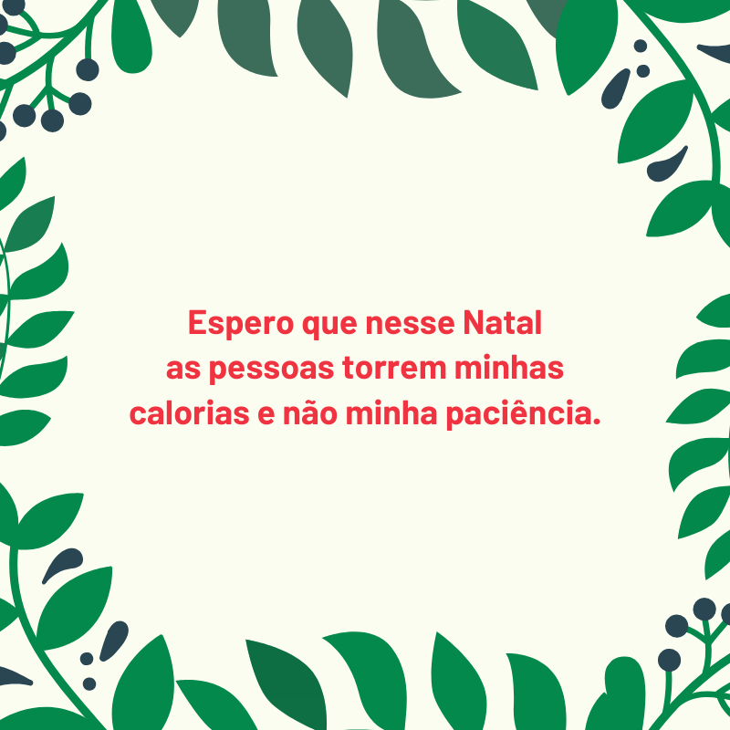 Espero que nesse Natal as pessoas torrem minhas calorias e não minha paciência.