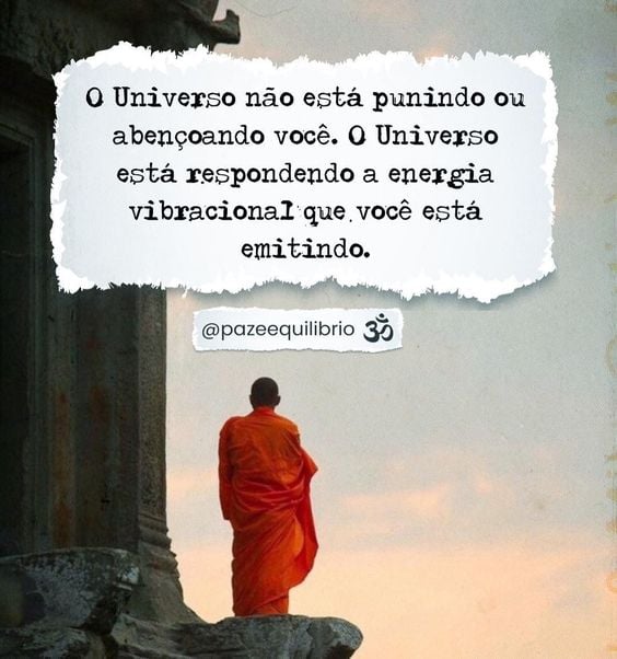 O Universo não está punindo ou abençoando você. O Universo está respondendo a energia vibracional que você está emitindo. 