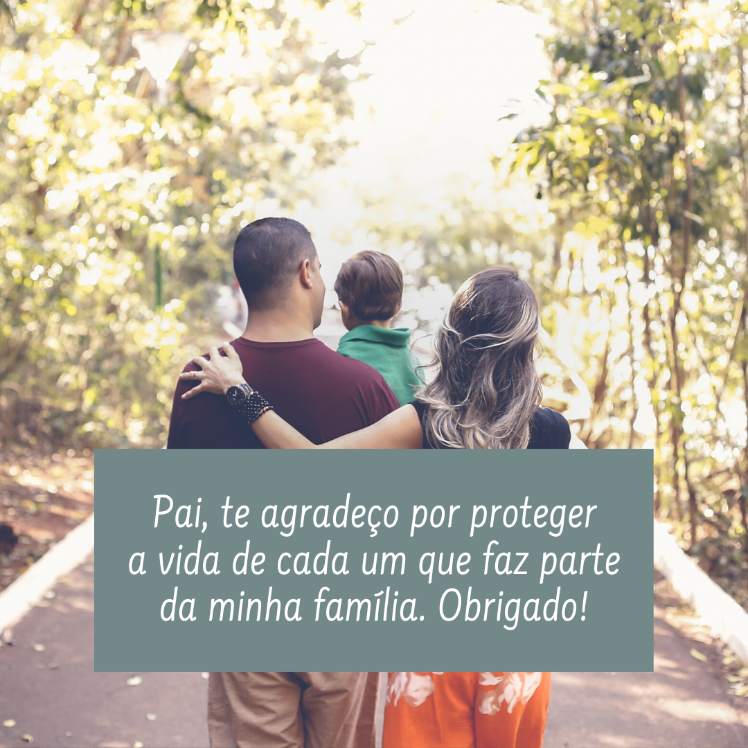 Pai, te agradeço por proteger a vida de cada um que faz parte da minha família. Obrigado!