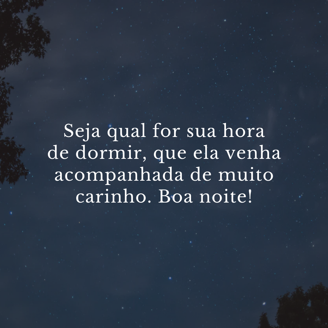 Seja qual for sua hora de dormir, que ela venha acompanhada de muito carinho. Boa noite!