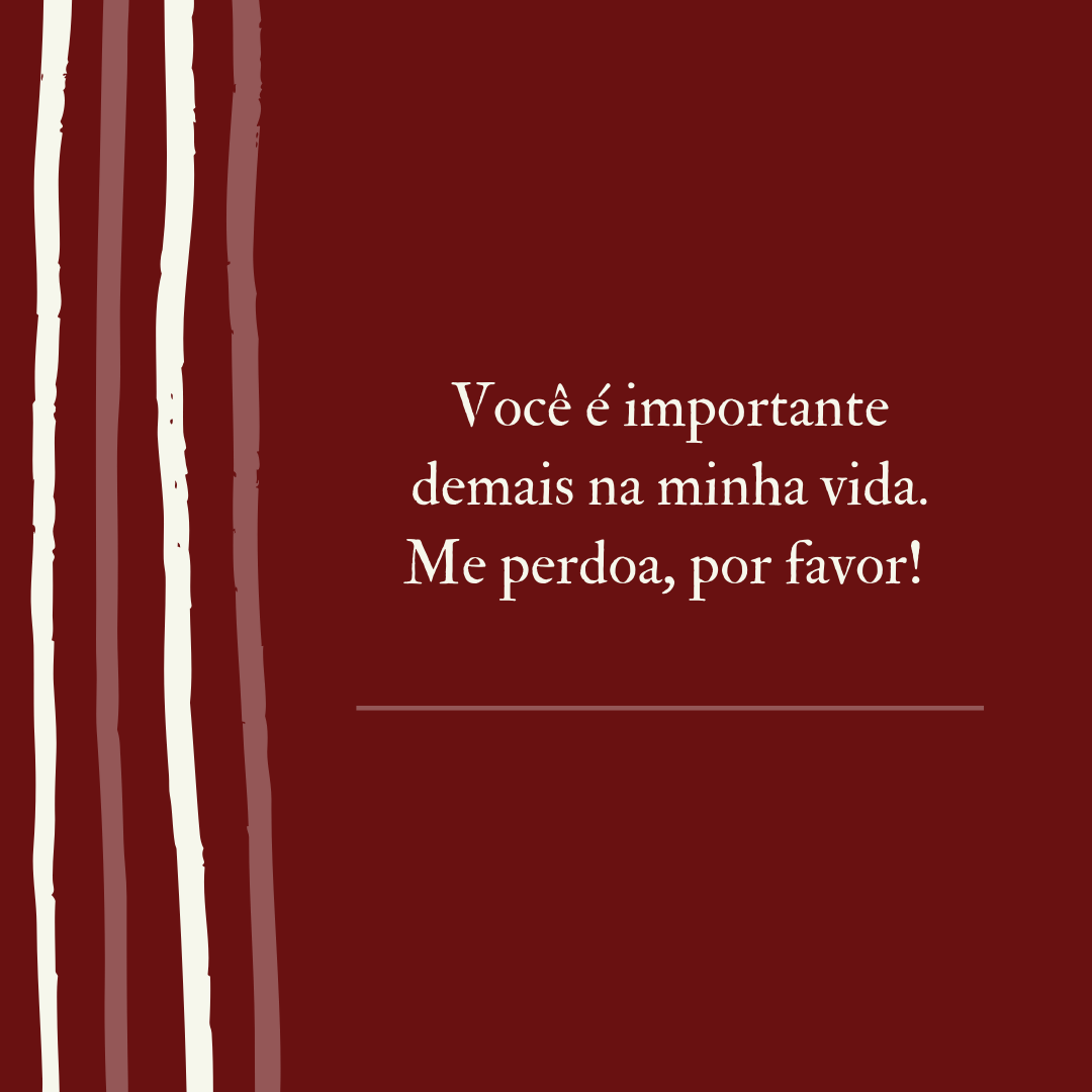 Você é importante demais na minha vida. Me perdoa, por favor! 