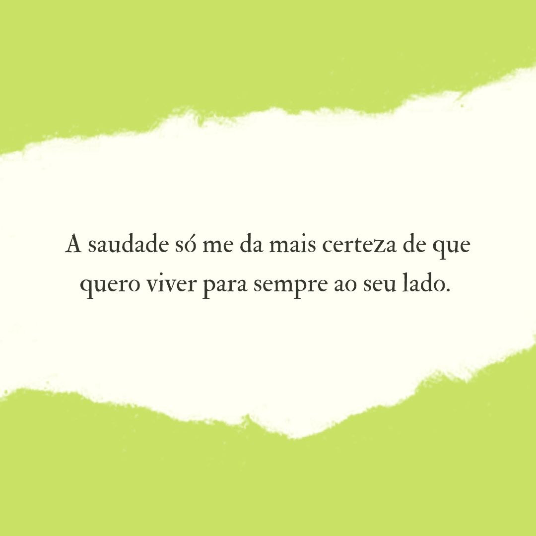 A saudade só me da mais certeza de que quero viver para sempre ao seu lado. 