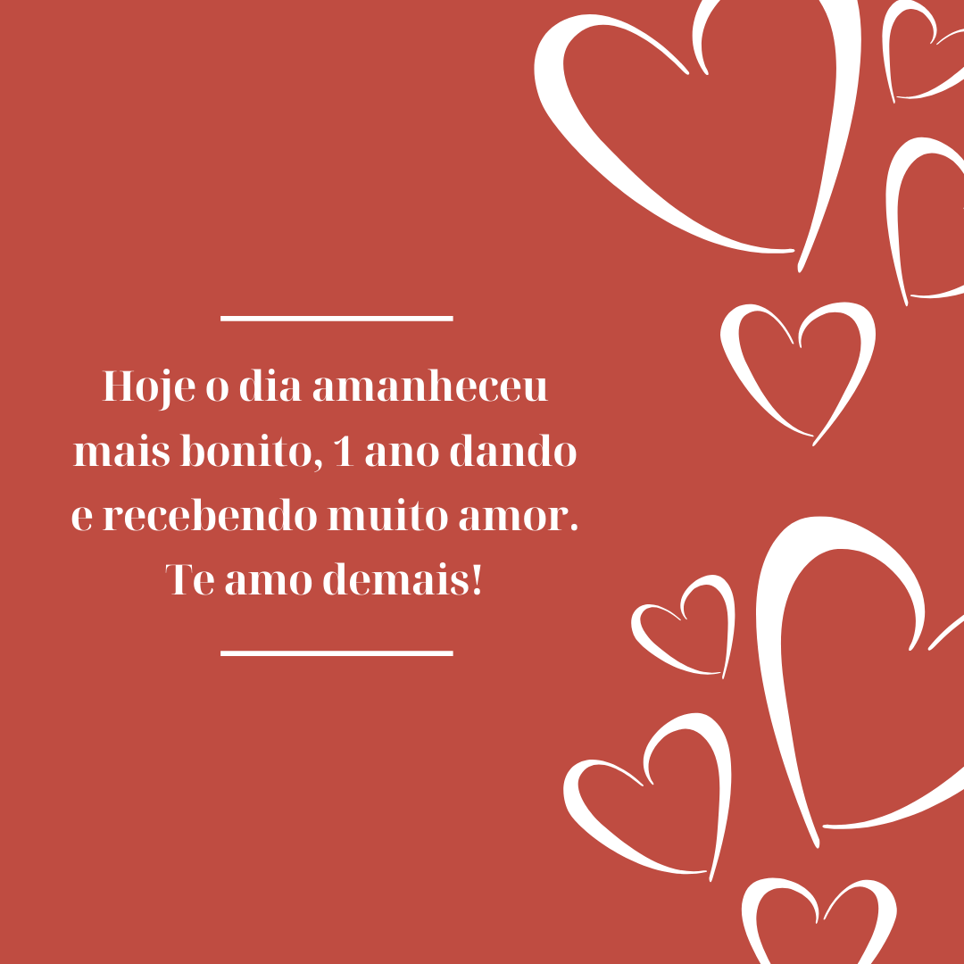 Hoje o dia amanheceu mais bonito, 1 ano dando e recebendo muito amor. Te amo demais!