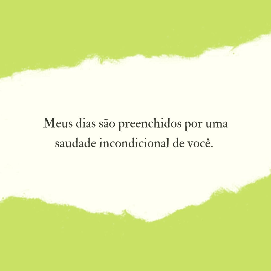 Meus dias são preenchidos por uma saudade incondicional de você. 