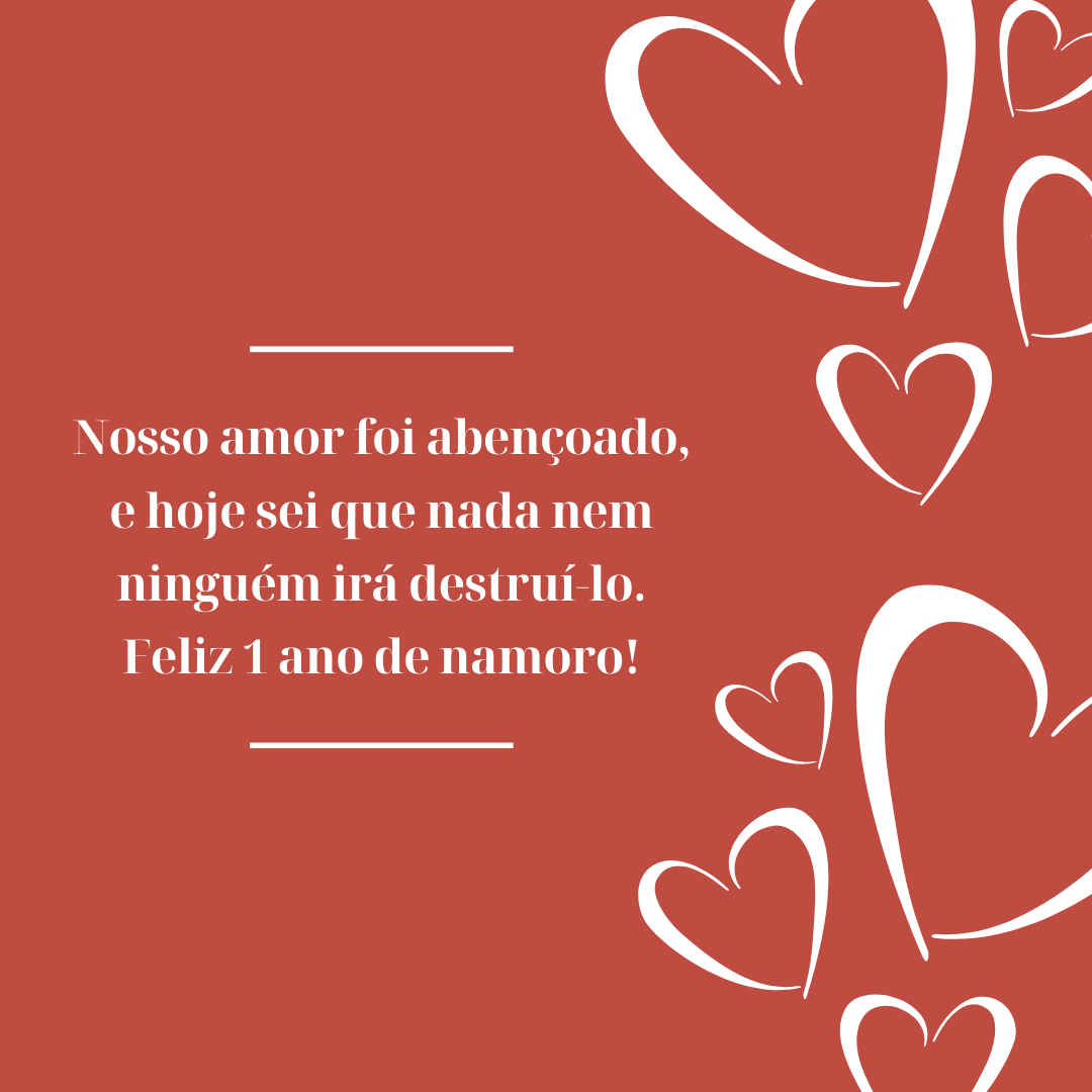 Nosso amor foi abençoado, e hoje sei que nada nem ninguém irá destruí-lo. Feliz 1 ano de namoro!