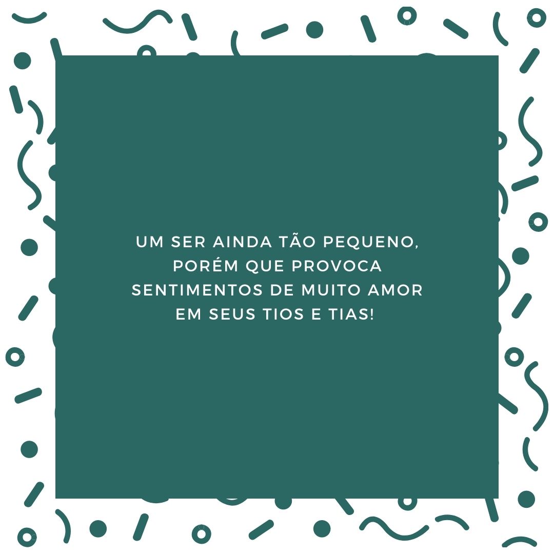 Um ser ainda tão pequeno, porém que provoca sentimentos de muito amor em seus tios e tias! 