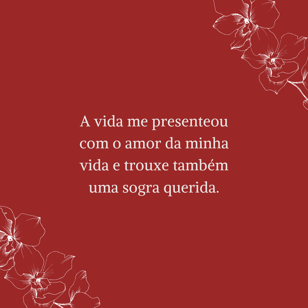 A vida me presenteou com o amor da minha vida e trouxe também uma sogra querida.