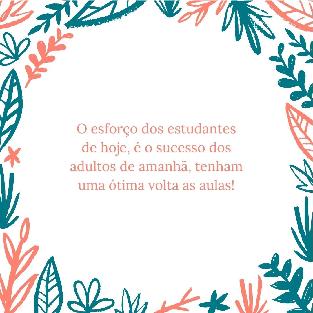 O esforço dos estudantes de hoje, é o sucesso dos adultos de amanhã, tenham uma ótima volta as aulas!