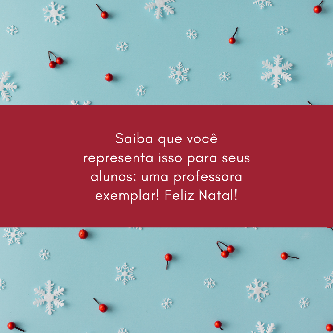 Saiba que você representa isso para seus alunos: uma professora exemplar! Feliz Natal!