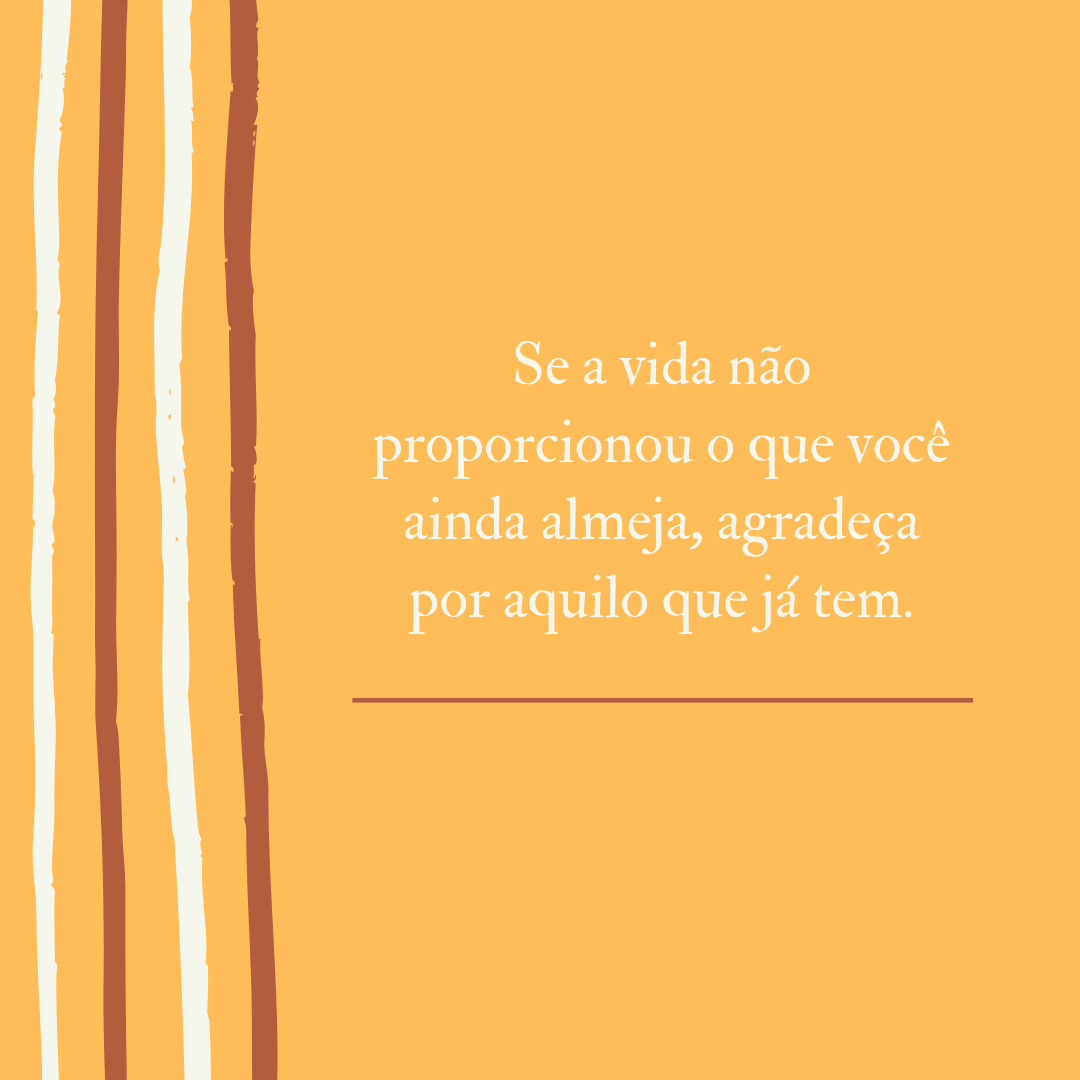 Se a vida não proporcionou o que você ainda almeja, agradeça por aquilo que já tem.