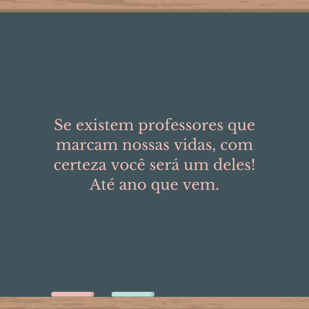 Se existem professores que marcam nossas vidas, com certeza você será um deles! Até ano que vem.