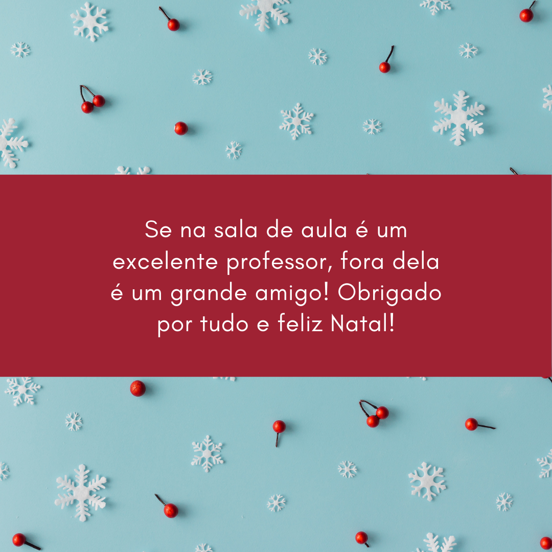 Se na sala de aula é um excelente professor, fora dela é um grande amigo! Obrigado por tudo e feliz Natal!