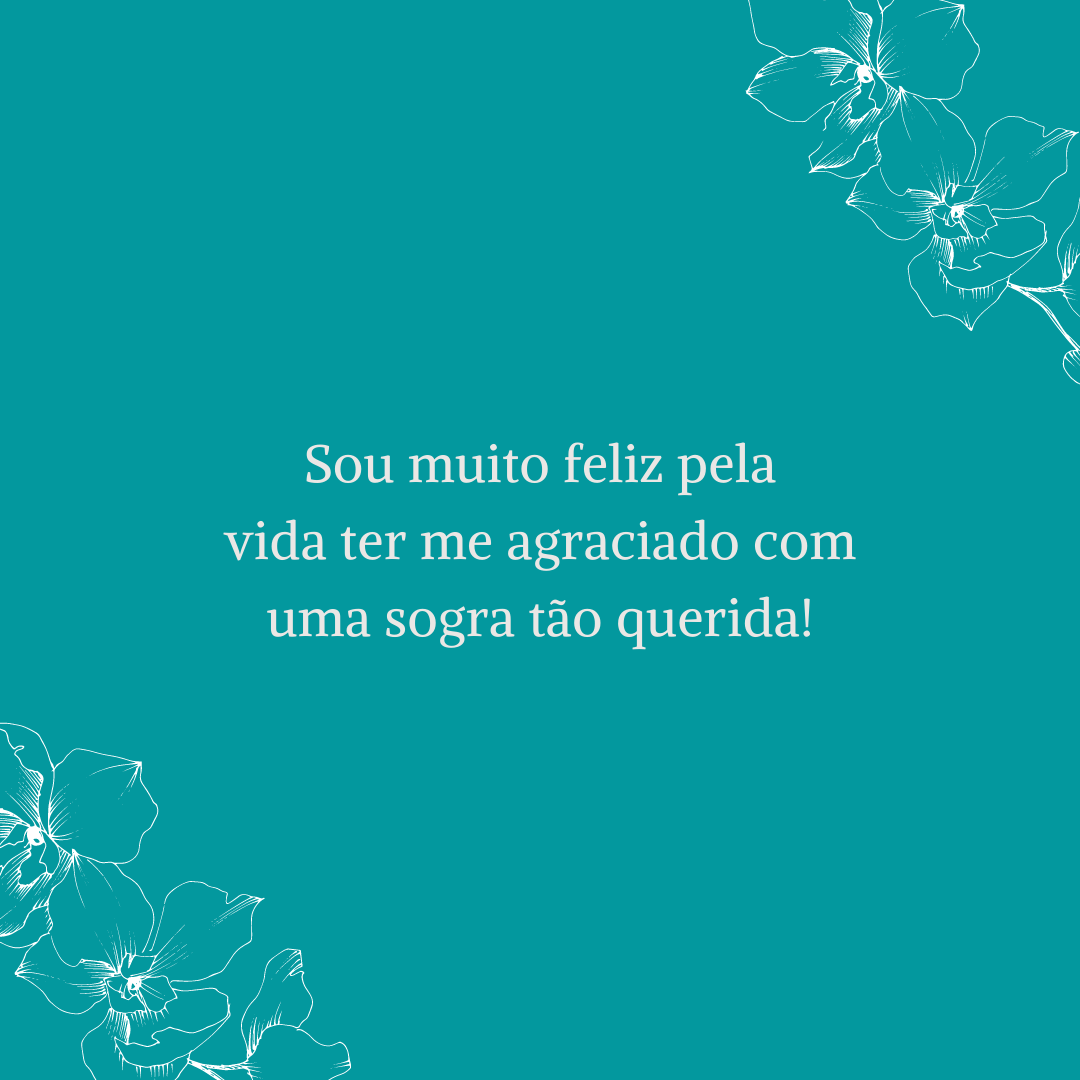 Sou muito feliz pela vida ter me agraciado com uma sogra tão querida!