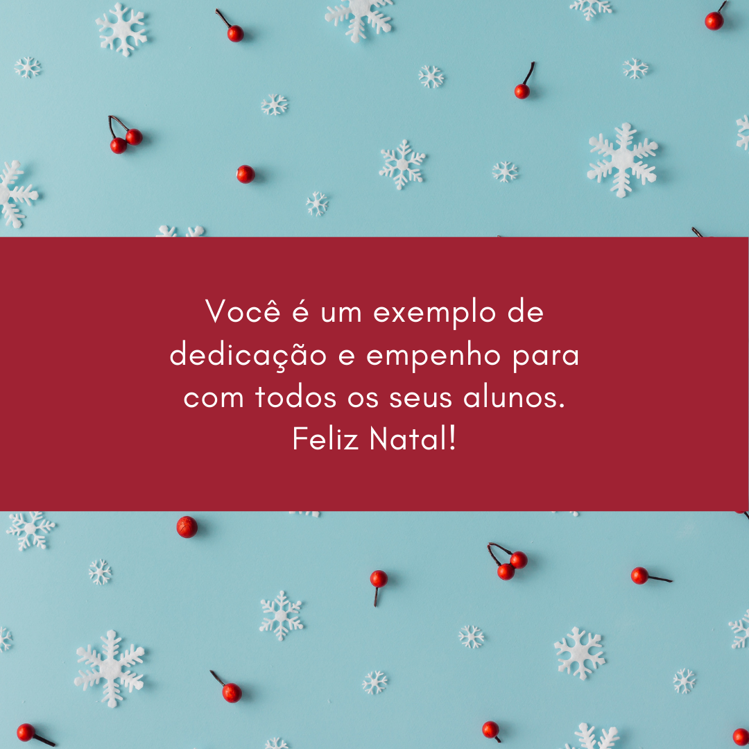 Você é um exemplo de dedicação e empenho para com todos os seus alunos. Feliz Natal!