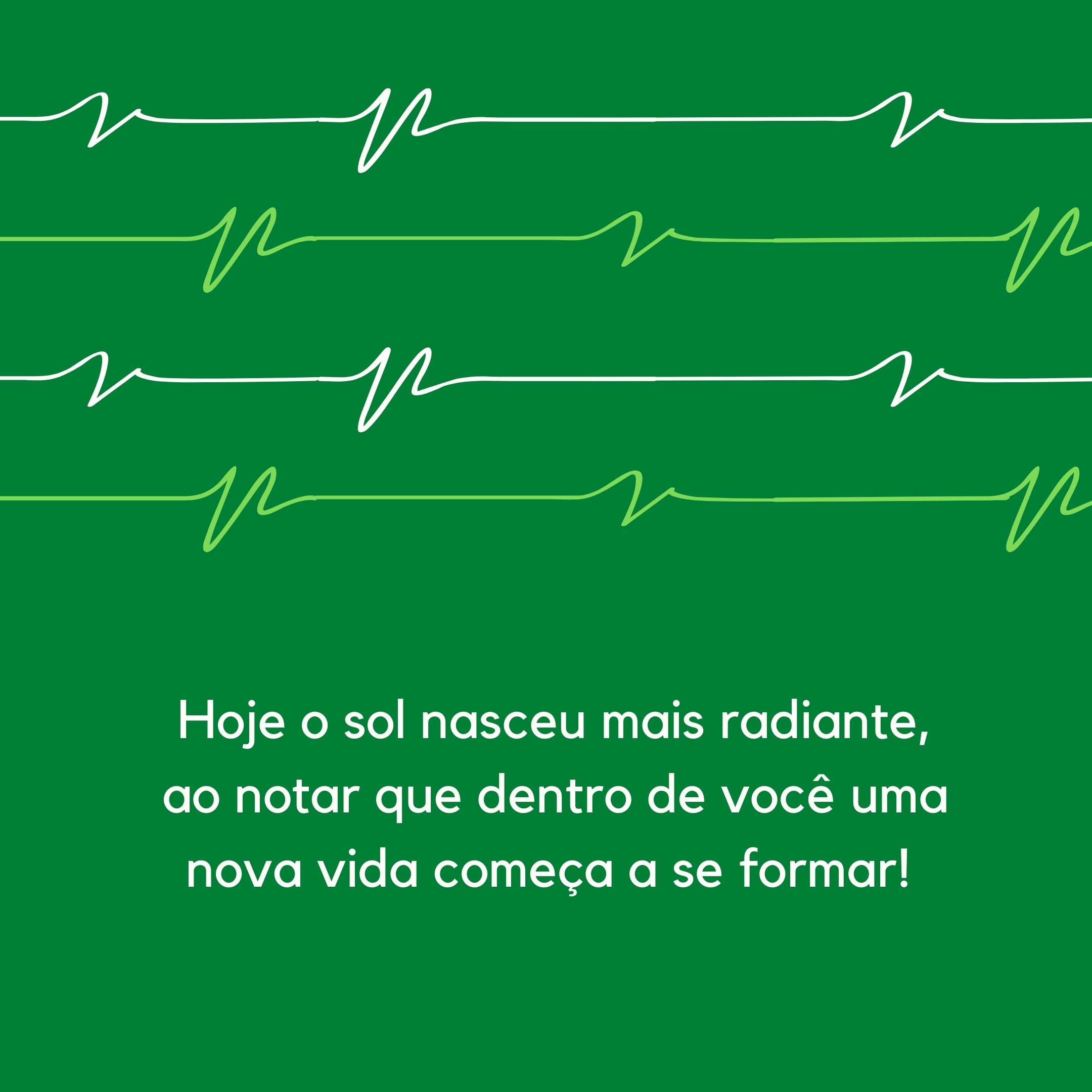 Hoje o sol nasceu mais radiante, ao notar que dentro de você uma nova vida começa a se formar! 