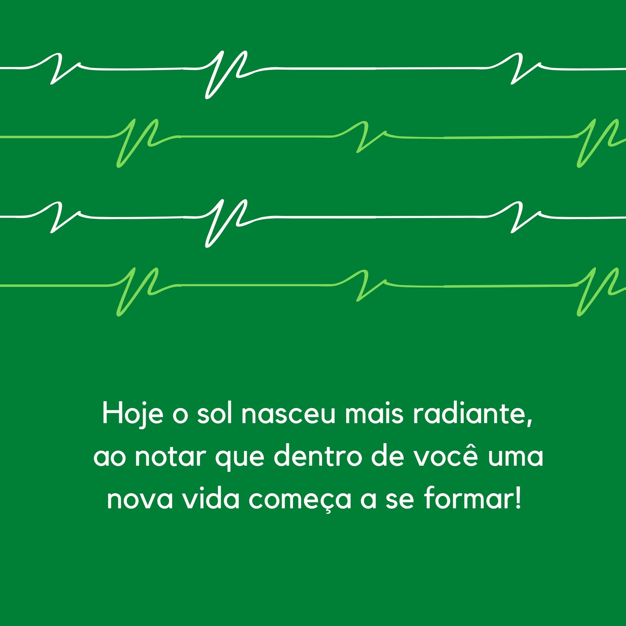 Hoje o sol nasceu mais radiante, ao notar que dentro de você uma nova vida começa a se formar! 