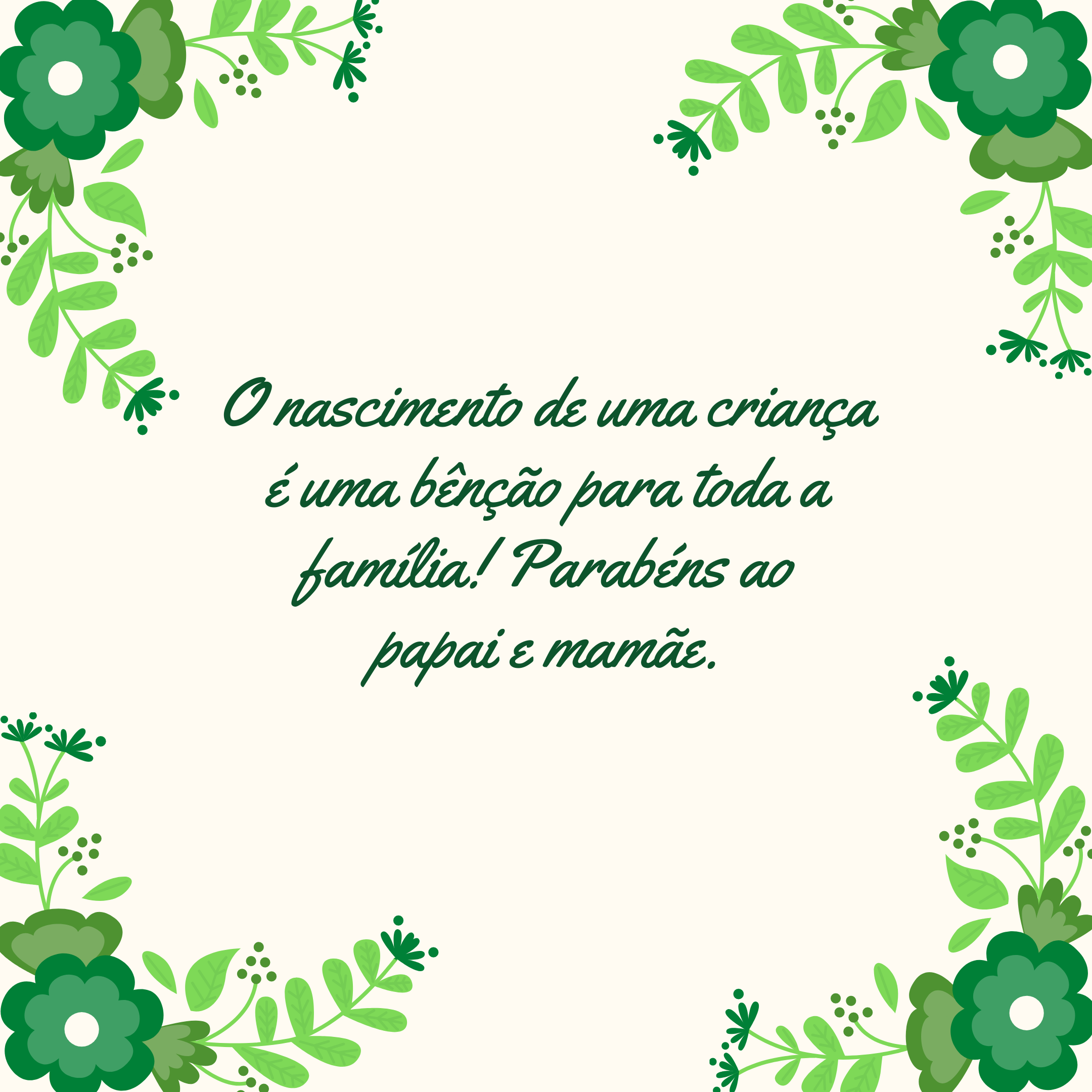 O nascimento de uma criança é uma bênção para toda a família! Parabéns ao papai e mamãe.