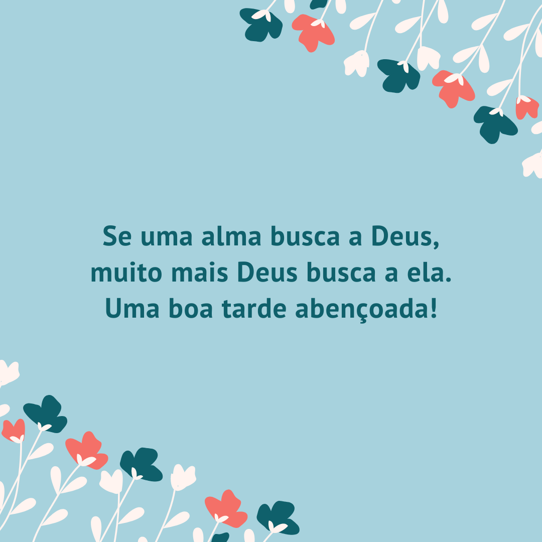 Se uma alma busca a Deus, muito mais Deus busca a ela. Uma boa tarde abençoada!