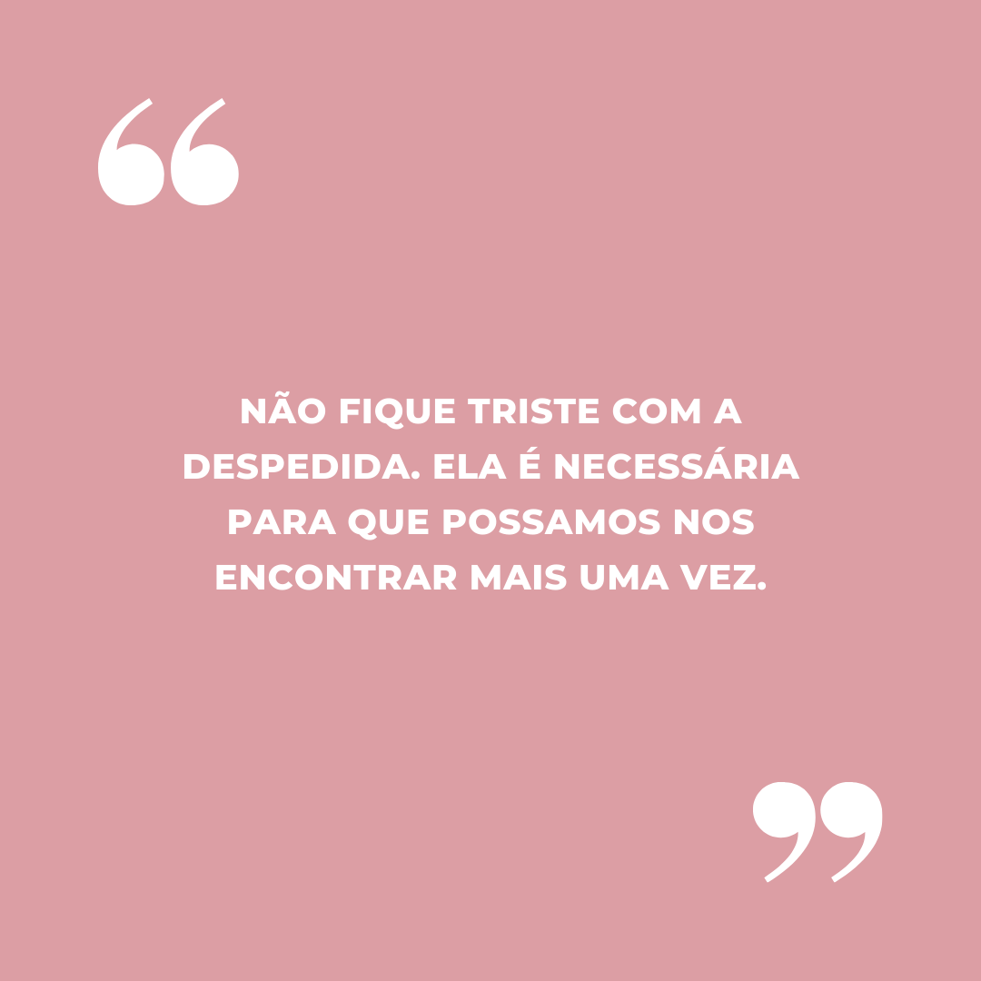 Não fique triste com a despedida. Ela é necessária para que possamos nos encontrar mais uma vez.