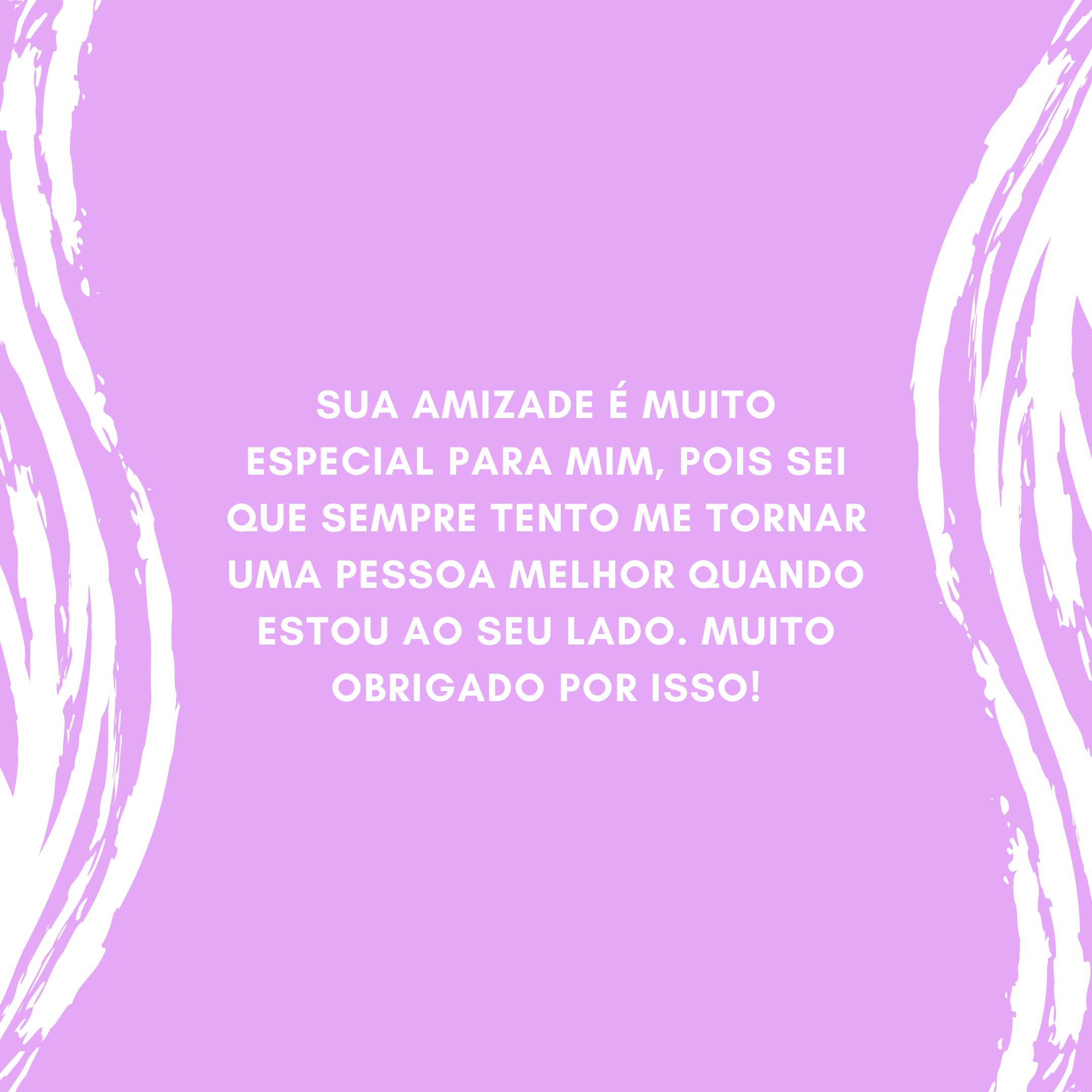 Sua amizade é muito especial para mim, pois sei que sempre tento me tornar uma pessoa melhor quando estou ao seu lado. Muito obrigado por isso!