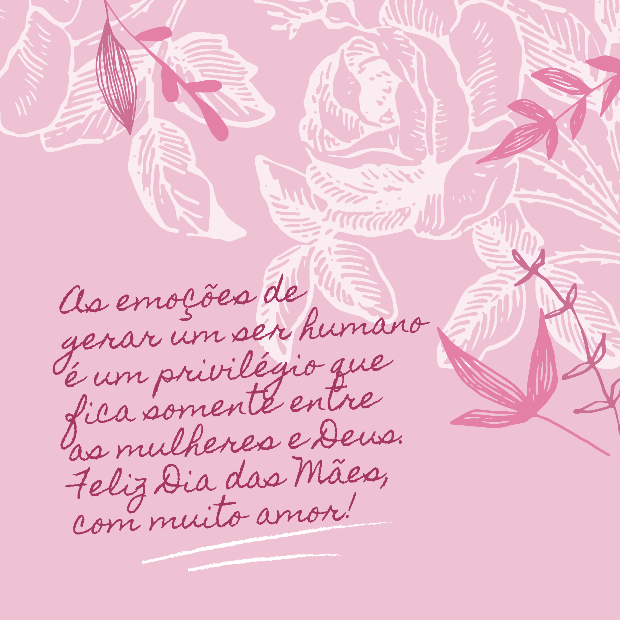 As emoções de gerar um ser humano é um privilégio que fica somente entre as mulheres e Deus. Feliz Dia das Mães, com muito amor!