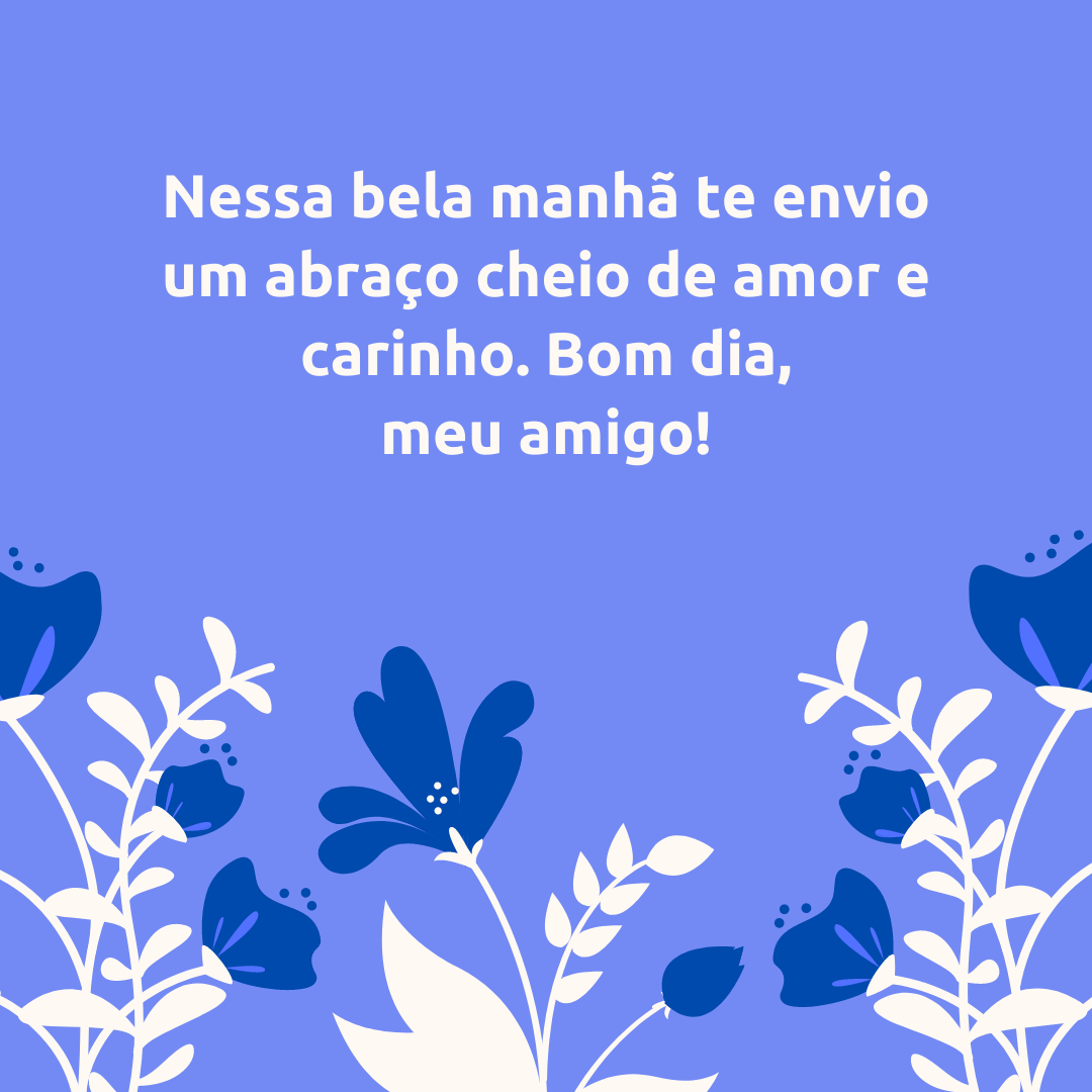 Nessa bela manhã te envio um abraço cheio de amor e carinho. Bom dia, meu amigo!