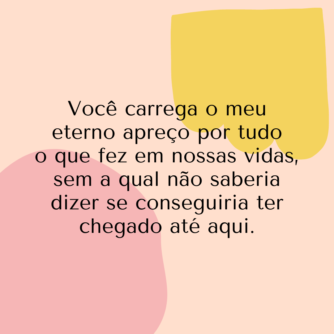 Você carrega o meu eterno apreço por tudo o que fez em nossas vidas, sem a qual não saberia dizer se conseguiria ter chegado até aqui.