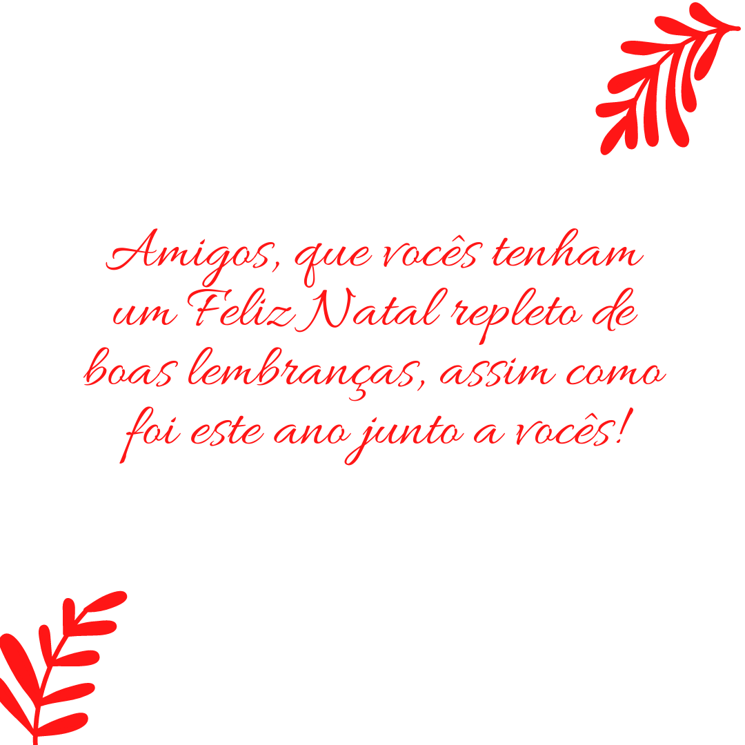 Amigos, que vocês tenham um Feliz Natal repleto de boas lembranças, assim como foi este ano junto a vocês!