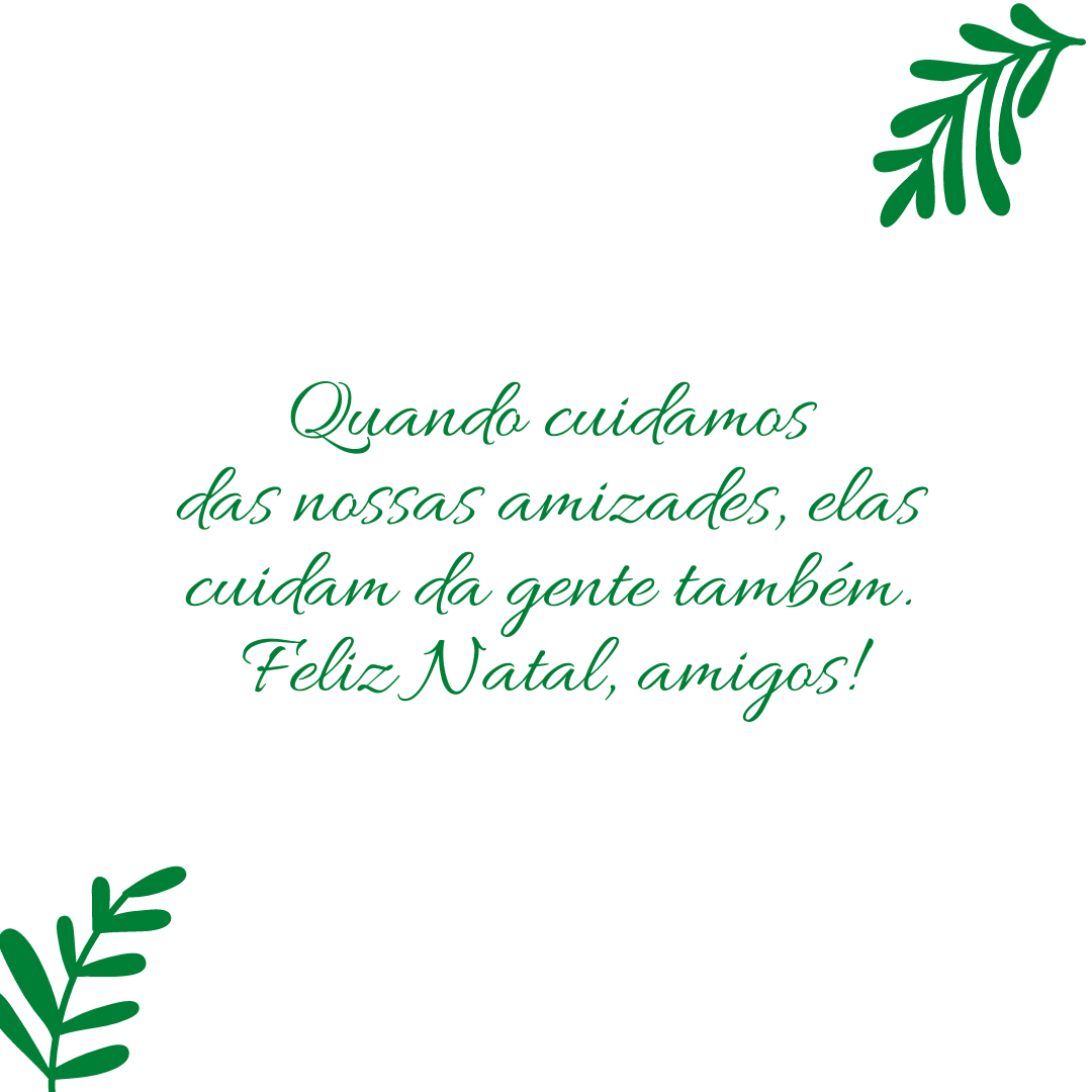 Quando cuidamos das nossas amizades, elas cuidam da gente também. Feliz Natal, amigos!